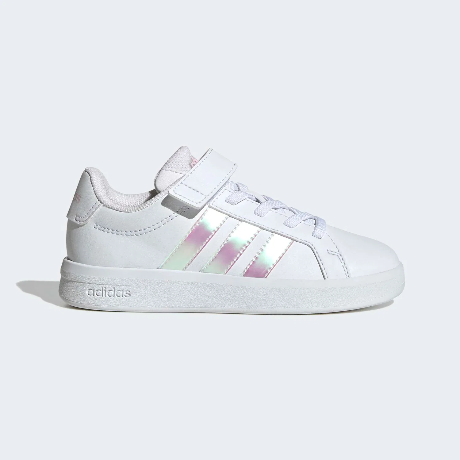Детские кроссовки на липучке Grand Court 3.0 EL C Adidas Sportswear, Cloud White/Iridescent/Ftwr White — фото 2