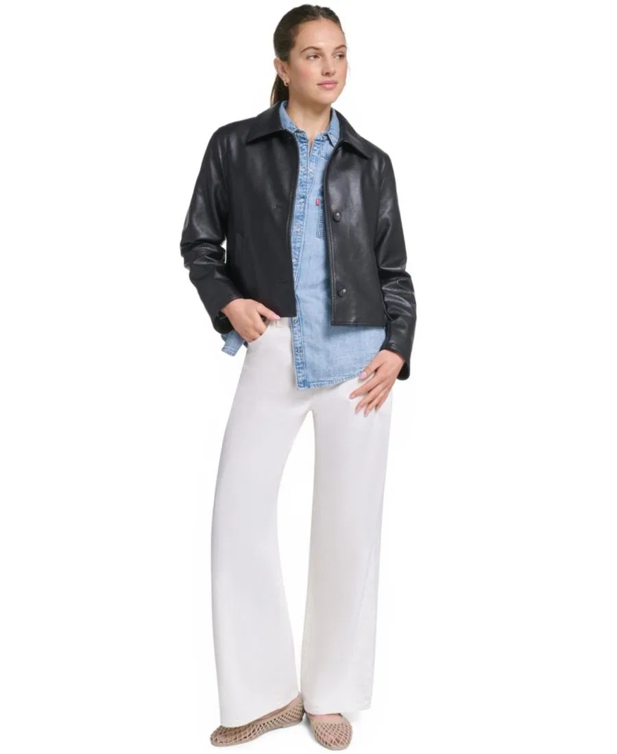 Женская куртка с отложным воротником, укороченная, на кнопках Levi's, Black