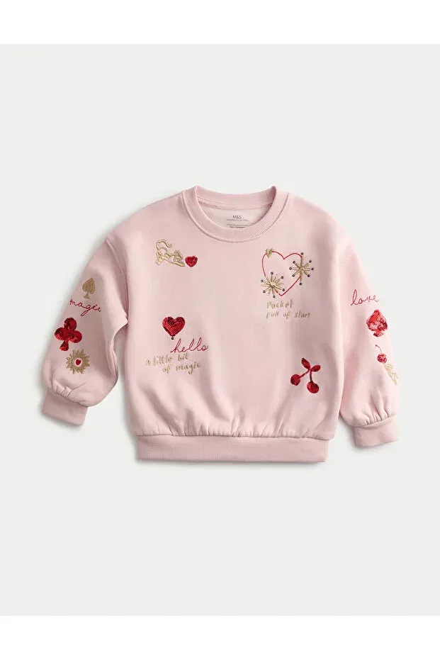 Детские свитшот для девочек с принтом Marks & Spencer, Pink Mix