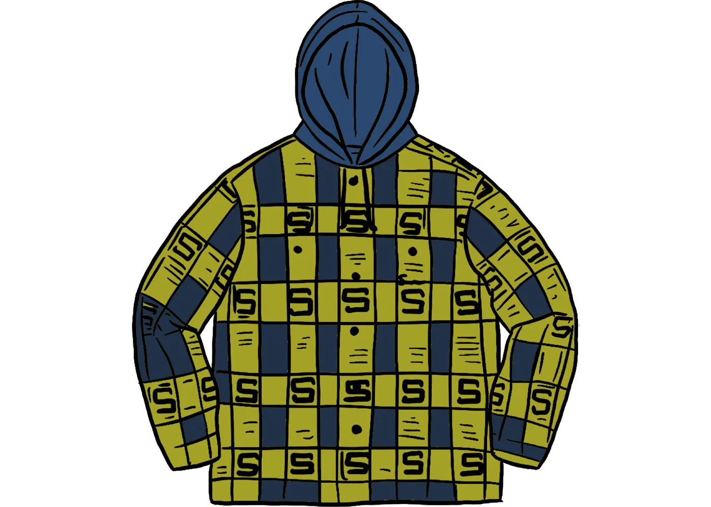 Мужская рубашка с капюшоном Shadow Plaid Supreme, Navy