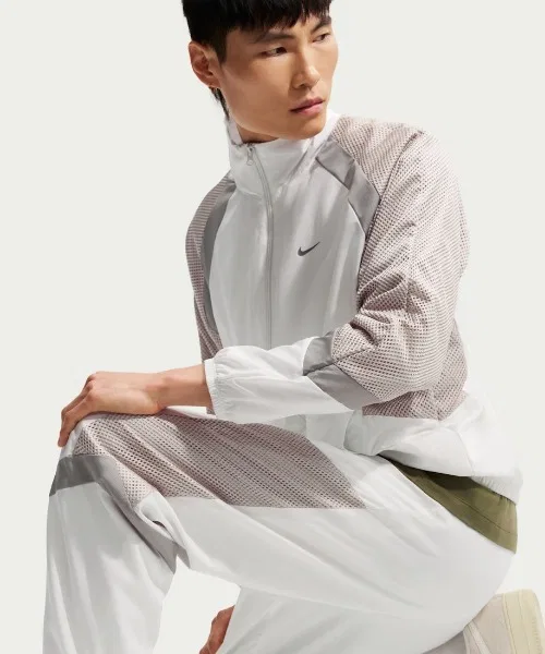 Мужская куртка из полиэстера с капюшоном NIKE Woven Icon Jacket, Off White — фото 4