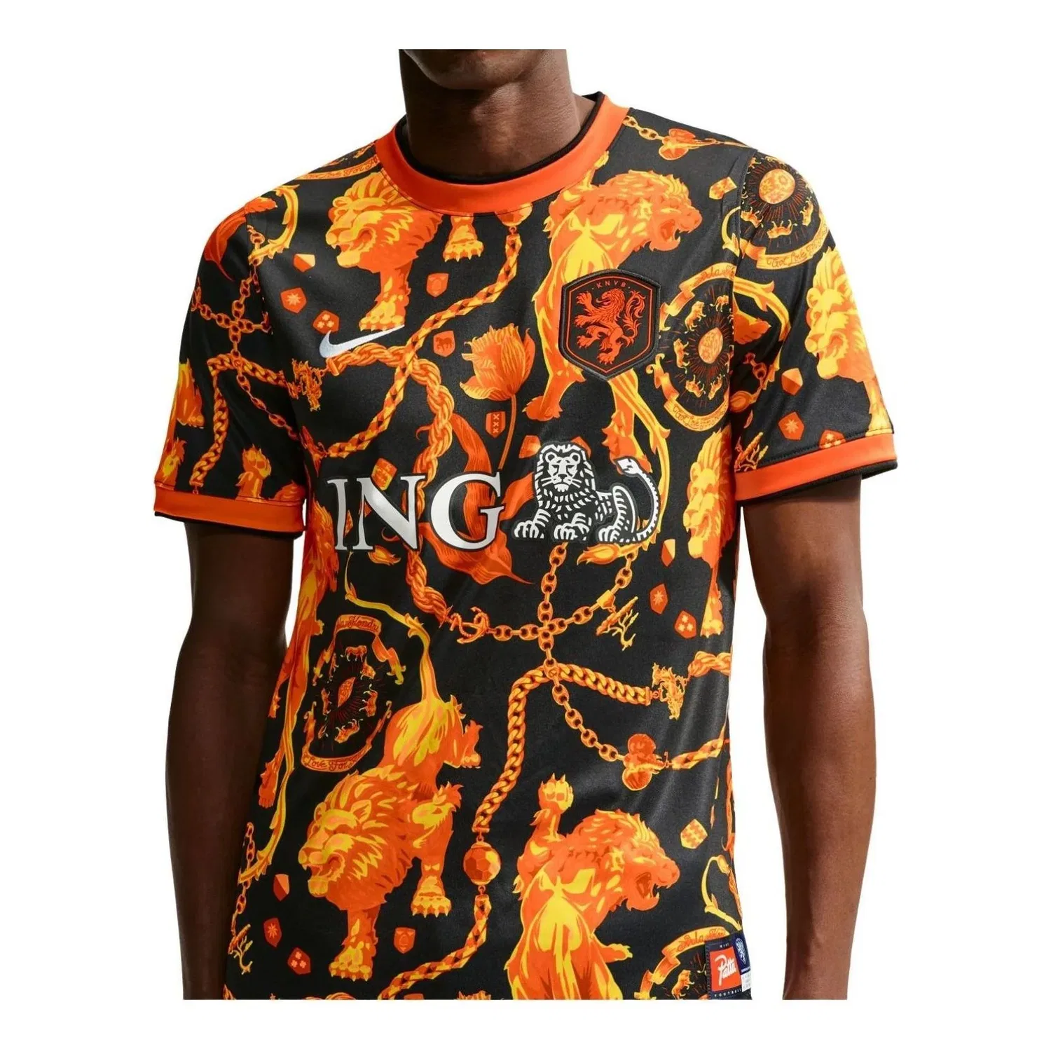 Мужская футболка с принтом Nike x Netherlands x Patta Academy Pro Black White, мультиколор