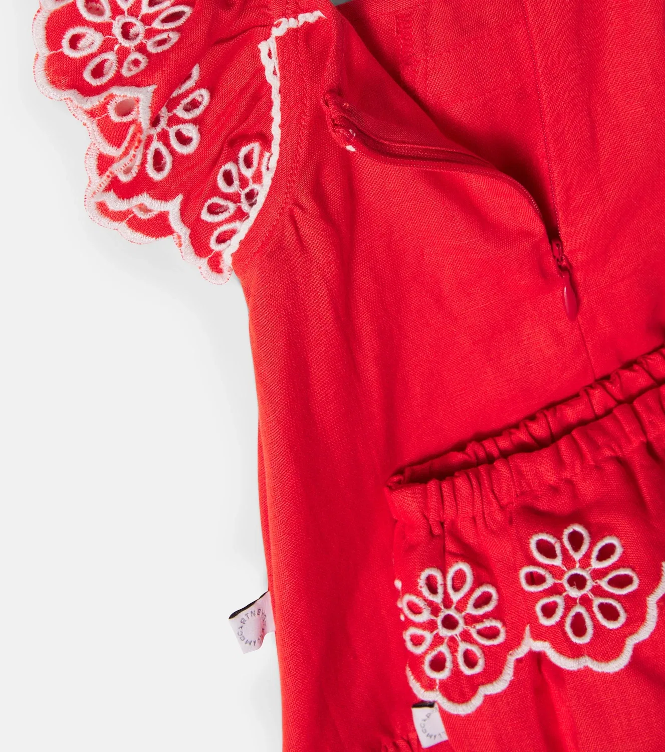 Платье льняное с вышивкой Stella Mccartney Kids, красный — фото 4