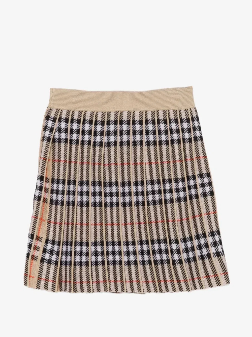 Плиссированная юбка в клетку BURBERRY KIDS, бежевый — фото 2