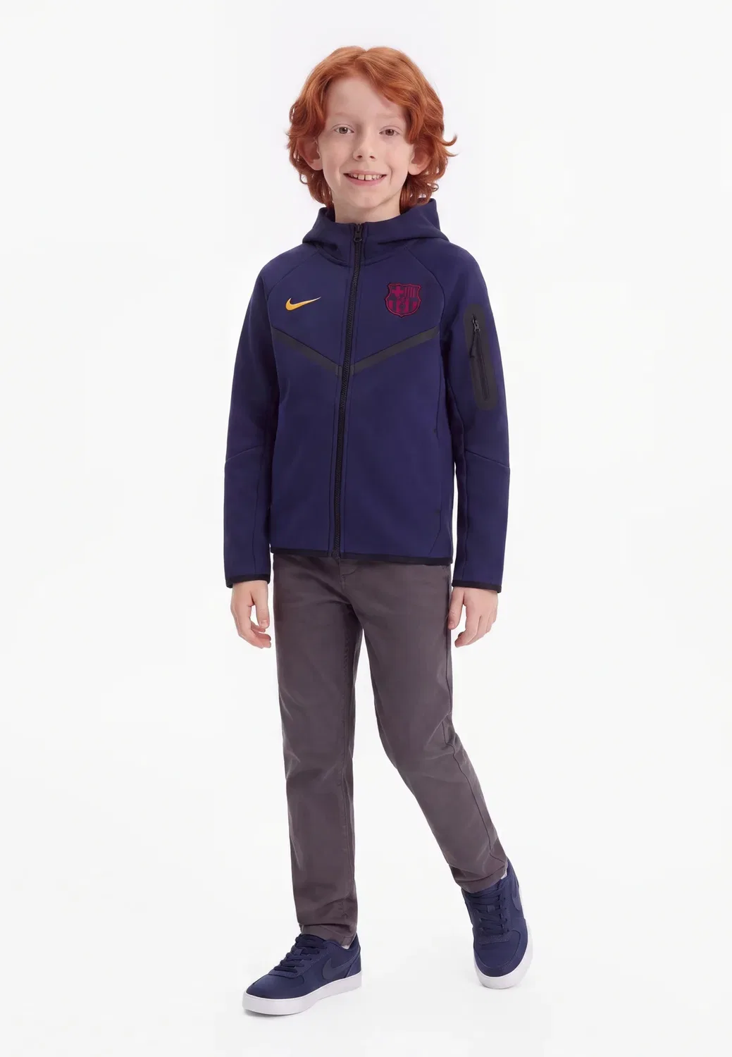 Фк Барселона, куртка на молнии, унисекс - тренировочная куртка Nike Performance, Blackened Blue/Mineral Yellow