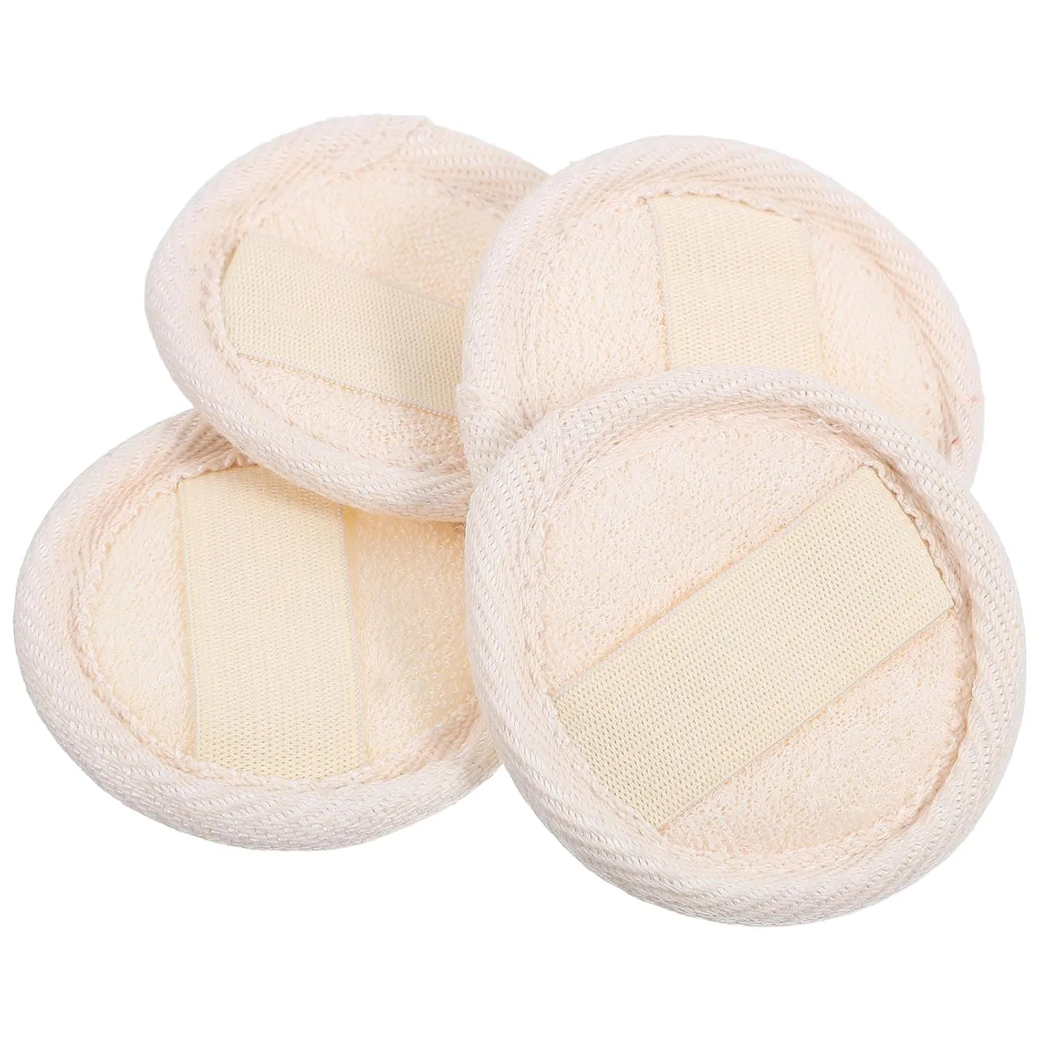 Спонж для лица, 4 шт, Ciieeo, Люфа, 6.5x6.5x0.7 см, Beige