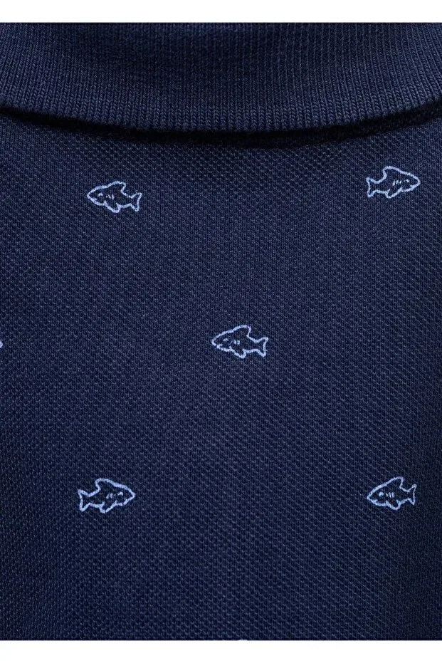 Детское поло с принтом Mango Baby, Navy Blue — фото 4