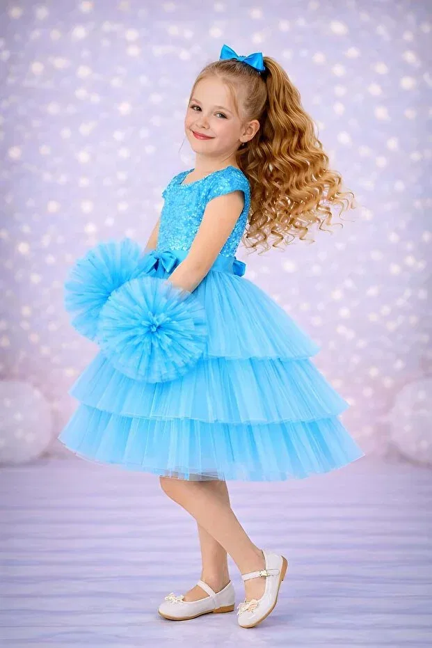 Детское платье для девочек с пайетками Party Rumi Kids, Blue — фото 2