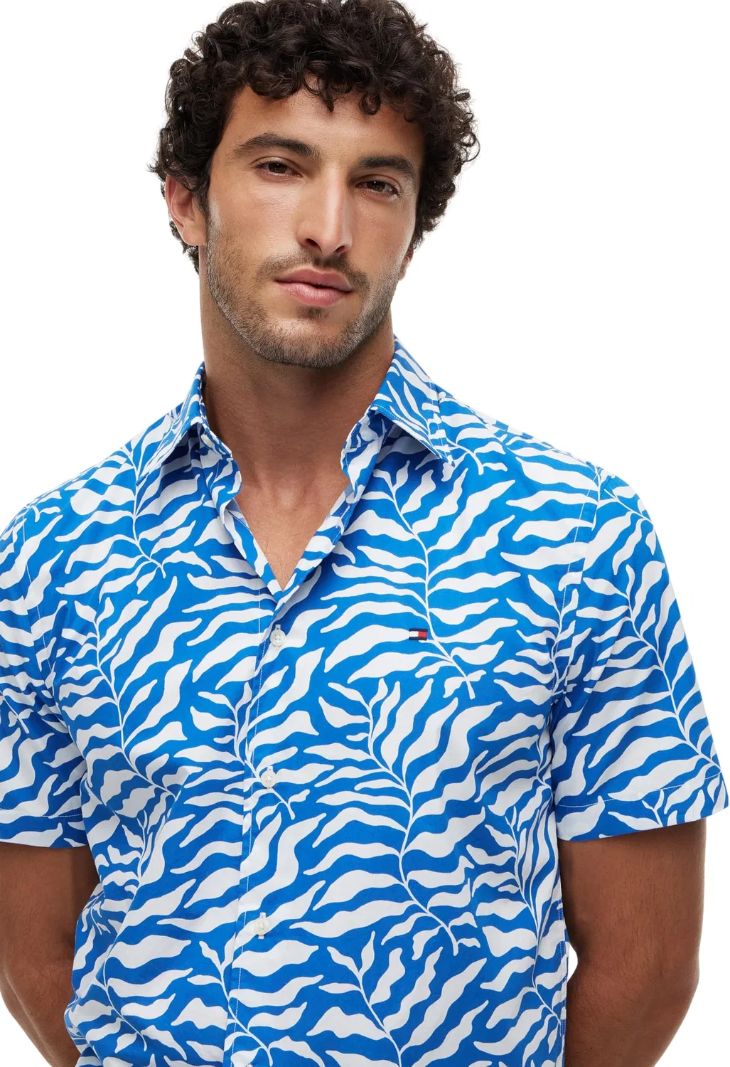 Мужская рубашка с коротким рукавом Papertouch Palm Tommy Hilfiger, Blue (Blue Orbit / Allover) — фото 3