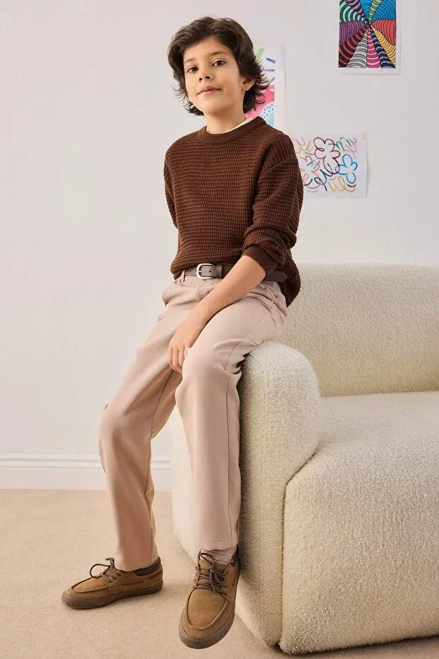 Детские брюки для мальчиков классические Defacto, Beige-Bg73
