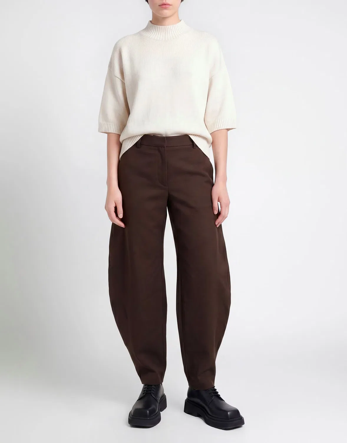 Женские широкие брюки из шерсти Acne Studios, темно-коричневый — фото 2