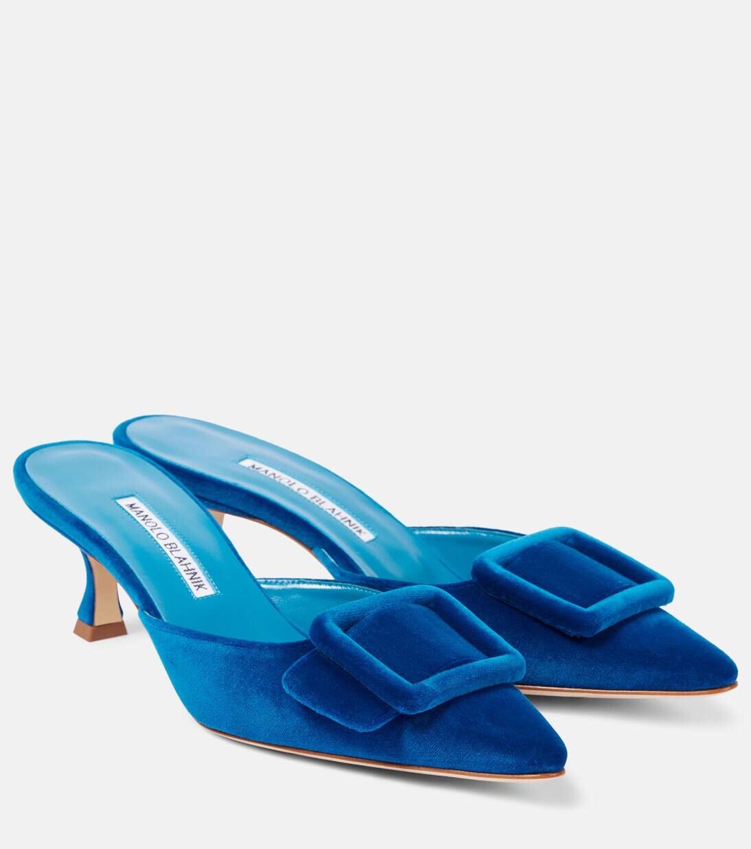 Мюли Maysale 50 бархатные Manolo Blahnik, цвет 4333 bblu