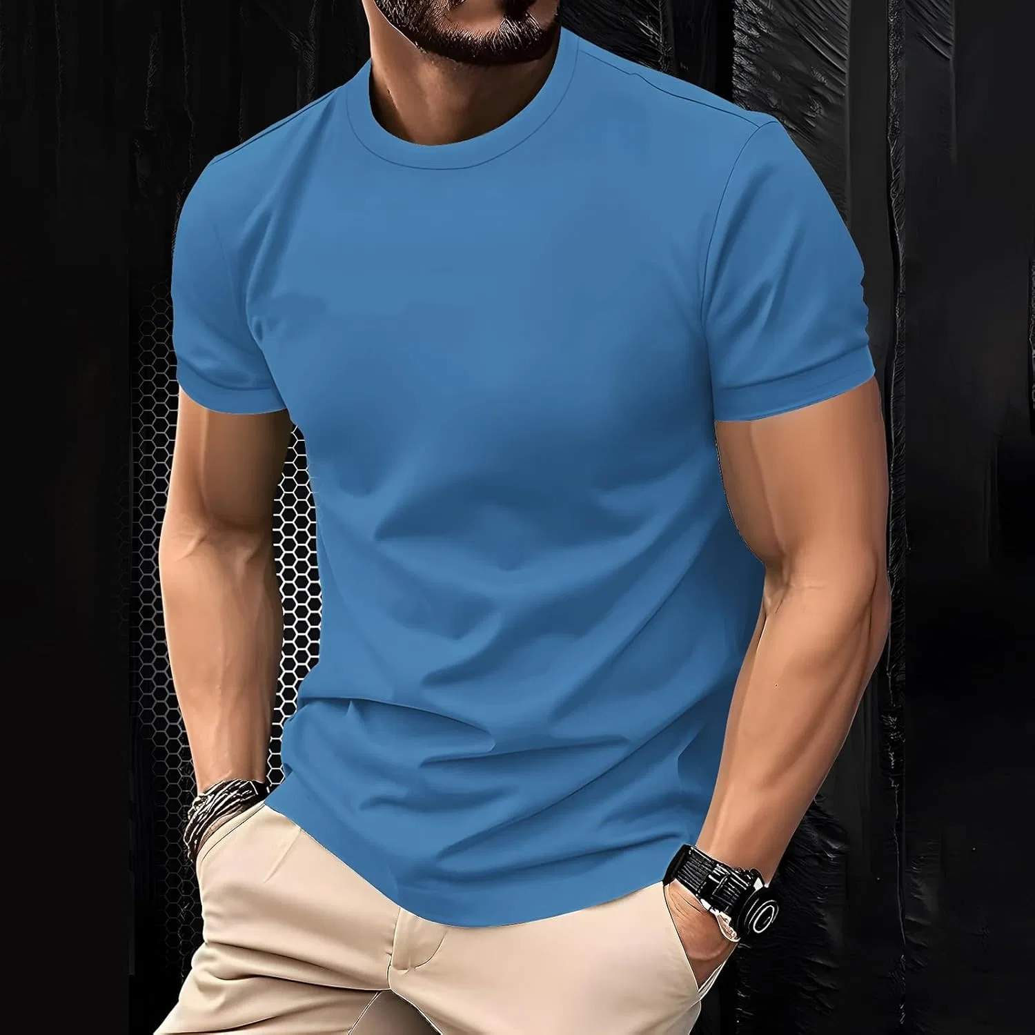 Мужская футболка для фитнеса Crewneck, Blue — фото 4
