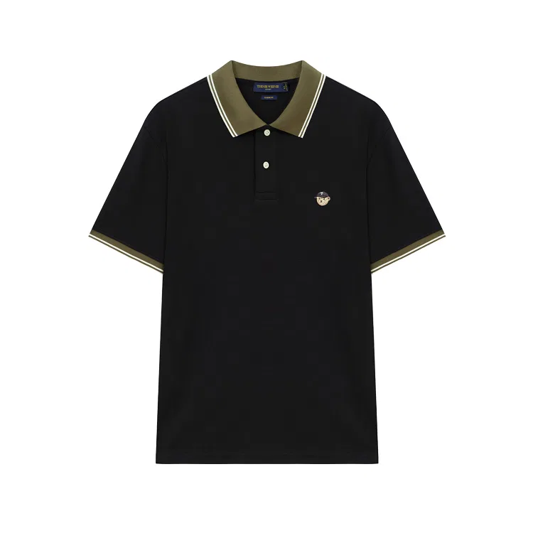 Детское поло с охлаждающим эффектом Preppy Bear Head Teenie Weenie Men, Effortless Black
