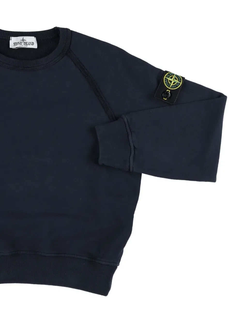 Свитер с логотипом на нашивке и рукавами-реглан Stone Island Junior, синий — фото 3