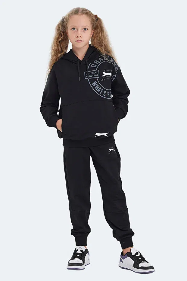 Детский спортивный комплект для девочек однотонный Slazenger, Black