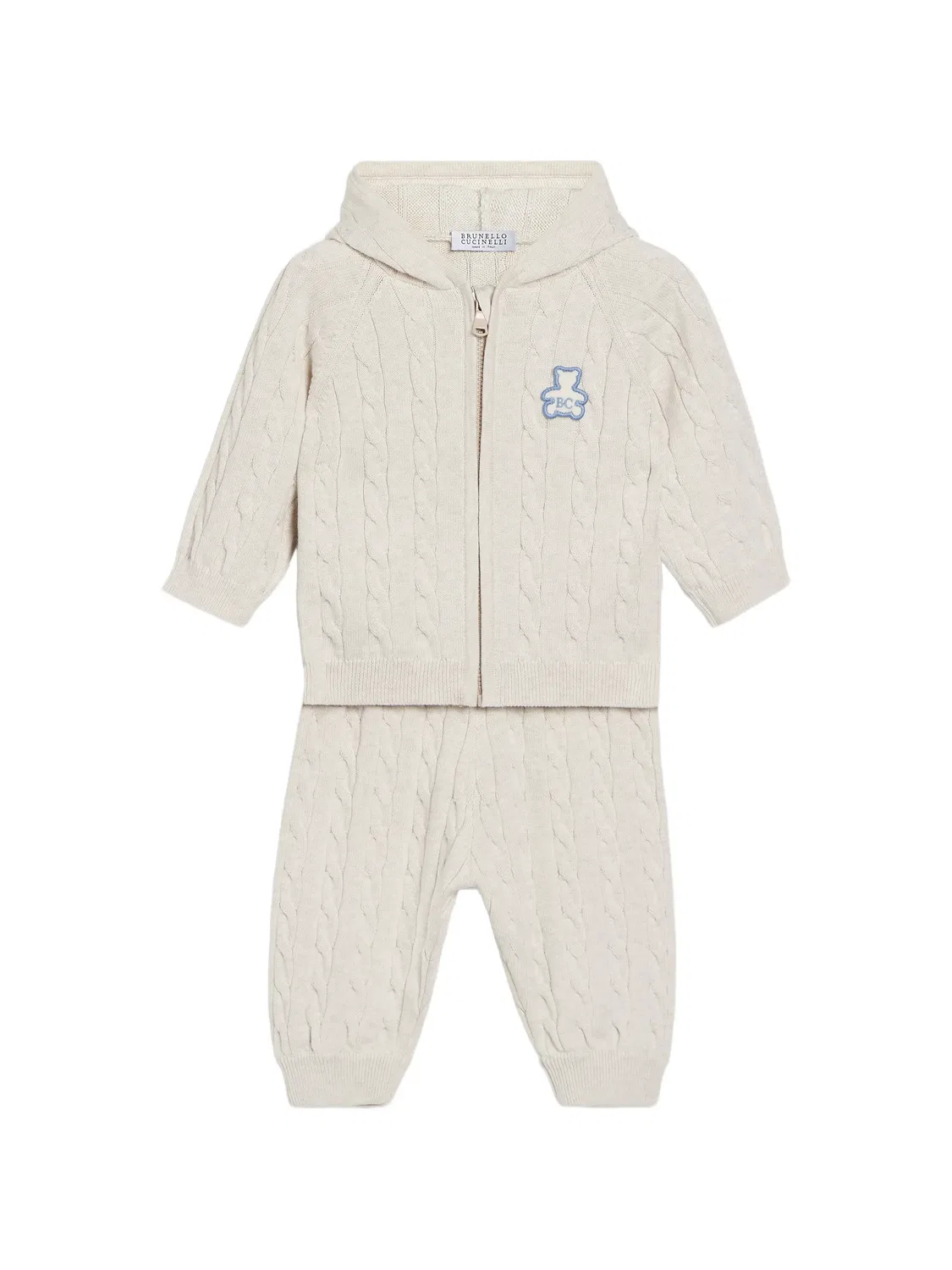 Брюки Bernie фактурной вязки Brunello Cucinelli Kids, нейтральные цвета