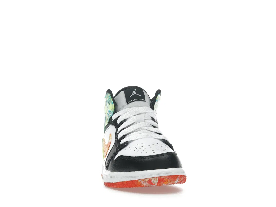 Детские кроссовки Lifestyle с волнистым дизайном Jordan 1 Mid SE Wavy Jordan, Black/White-Team Orange-Kumquat — фото 2