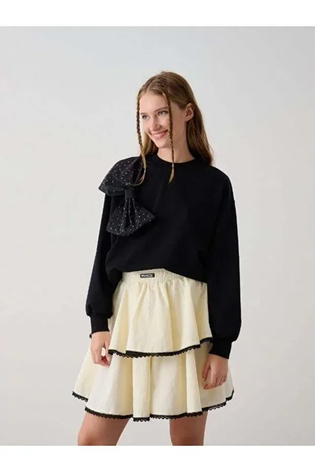Детское для девочек свитшот с бантом Zekids, Black