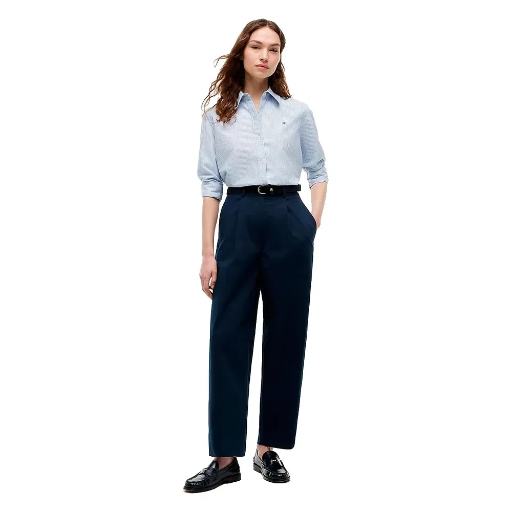 Женская хлопковая рубашка с длинным рукавом Tommy hilfiger, Blue — фото 4