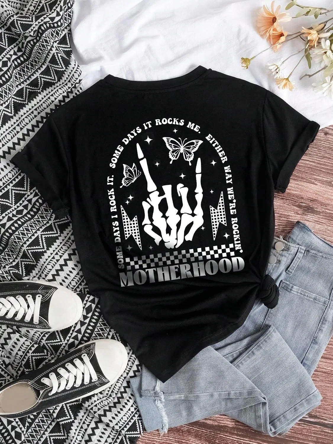 Мужская футболка с буквенным принтом Crew Neck, Black — фото 2