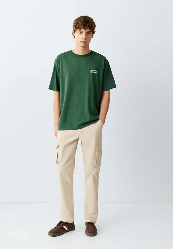 Футболка с принтом для подростков Mango Kids, зеленый — фото 2