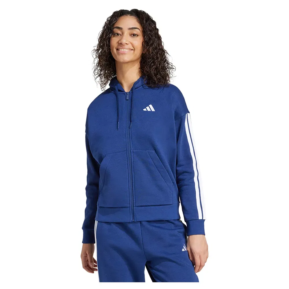 Худи на молнии Adidas Essentials 3 Stripes Fleece, синий