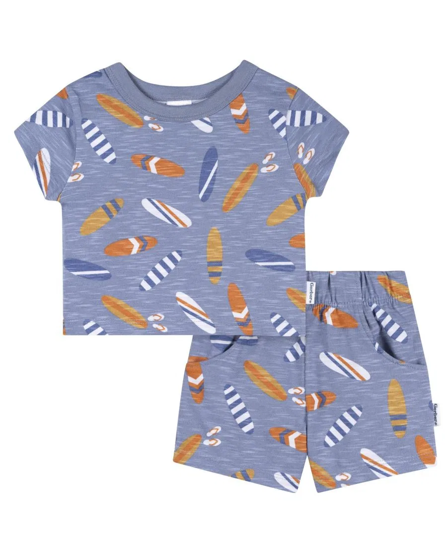 Комплект из футболки и шорт для мальчика, с принтом Gerber, Blue Surfboards