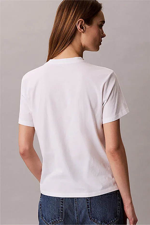 Женская хлопковая футболка с принтом Calvin Klein, White — фото 4