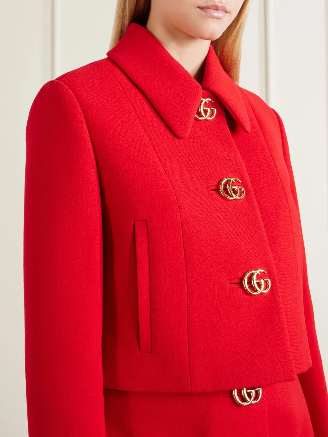 Шерстяной креп-блейзер Gucci, красный — фото 4