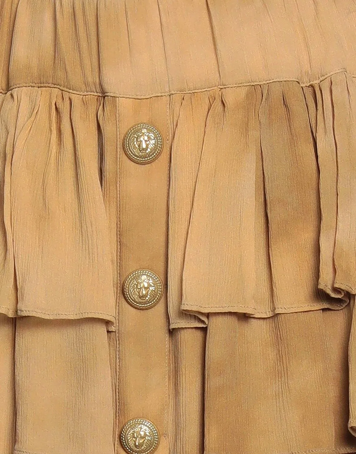 Женская юбка с драпировкой из крепа Khaki Balmain, хаки — фото 4
