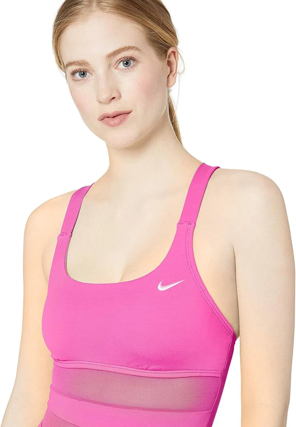 Женский цельный купальник с сетчатой вставкой Nike, Laser Fuchsia — фото 2