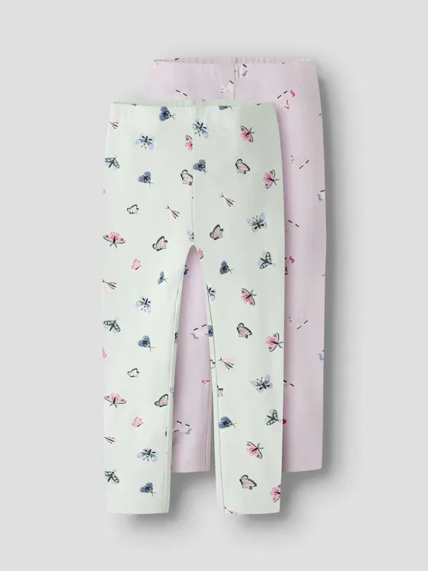 Комплект из 2 пар леггинсов с принтом Nmfvivian Name It, lavender fog/pale aqua, бирюзовый/лавандовый