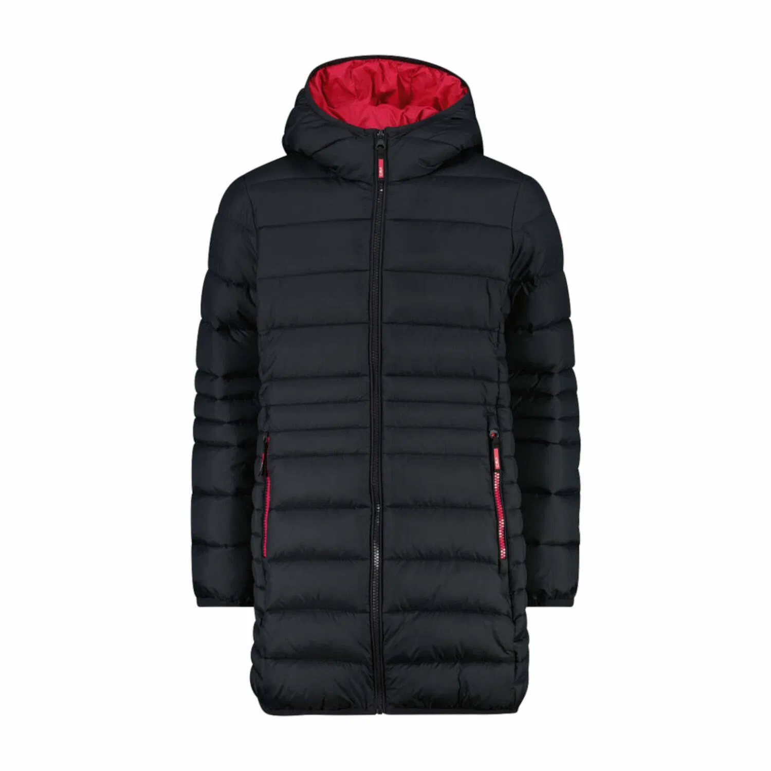 Детская стеганая куртка с капюшоном KID G COAT FIX HOOD Cmp, Grau / Rosa / Schwarz