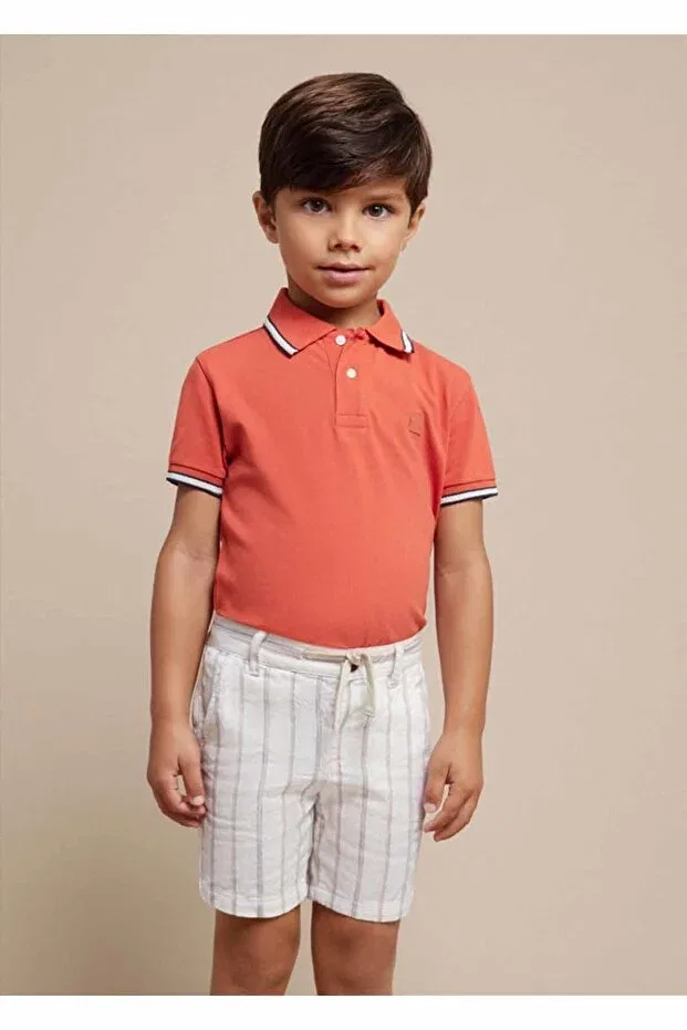 Детские шорты для мальчиков с принтом Summer Men's Striped Linen Shorts Mayoral, Nude Color