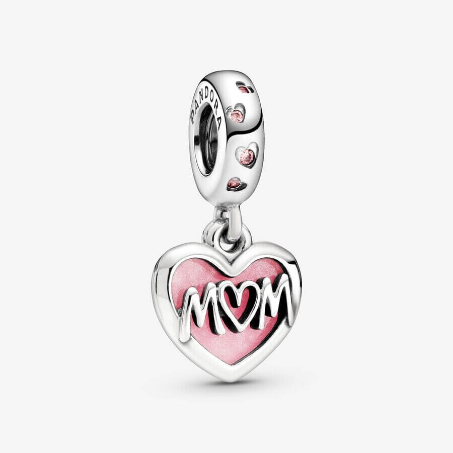 

Шарм-подвеска Pandora Moments Mom Script Heart, серебро/розовый