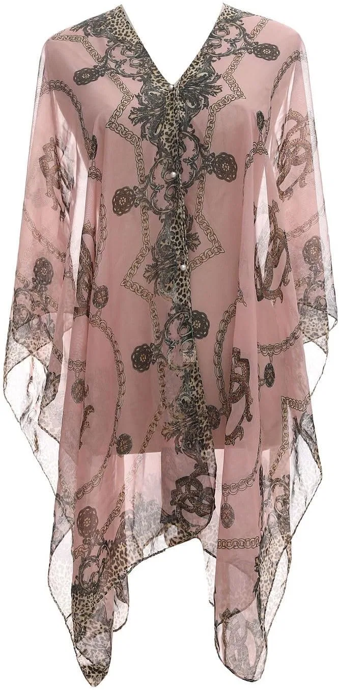 Женская пляжная накидка с рукавами летучая мышь, Bohemian, Pink