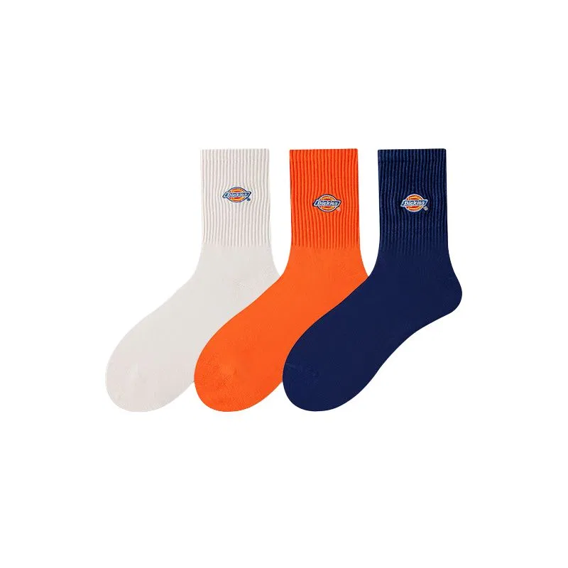 Детские носки до колена с принтом, комплект из 3 пар, Dickies, White/Orange/Dark Blue