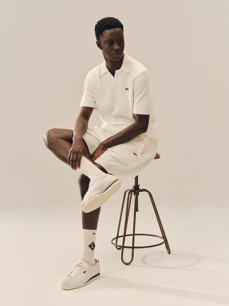 Свитер фасона поло, букле LACOSTE, White
