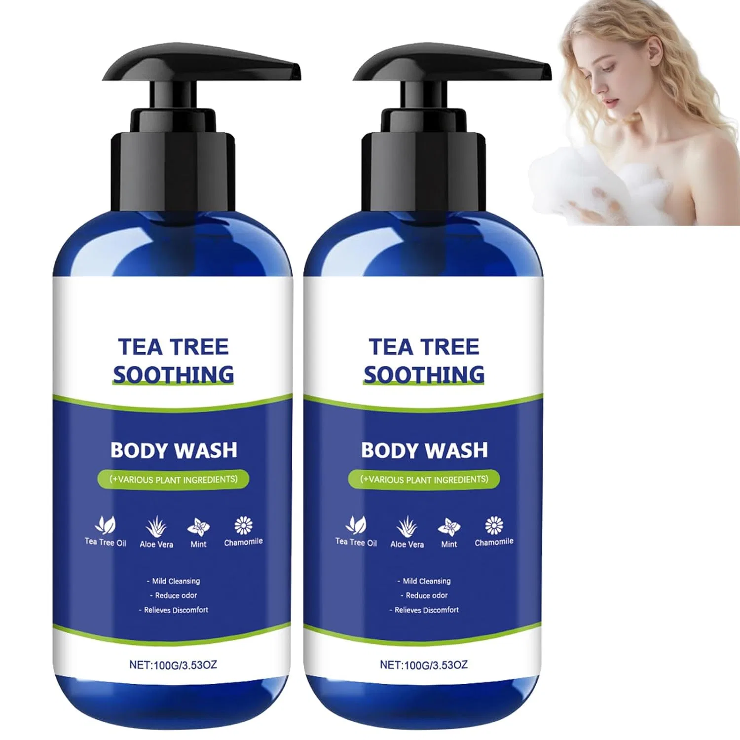 Гель для душа Tea Tree Soothing Shower Gel, Raevior, 2 шт., 100 г