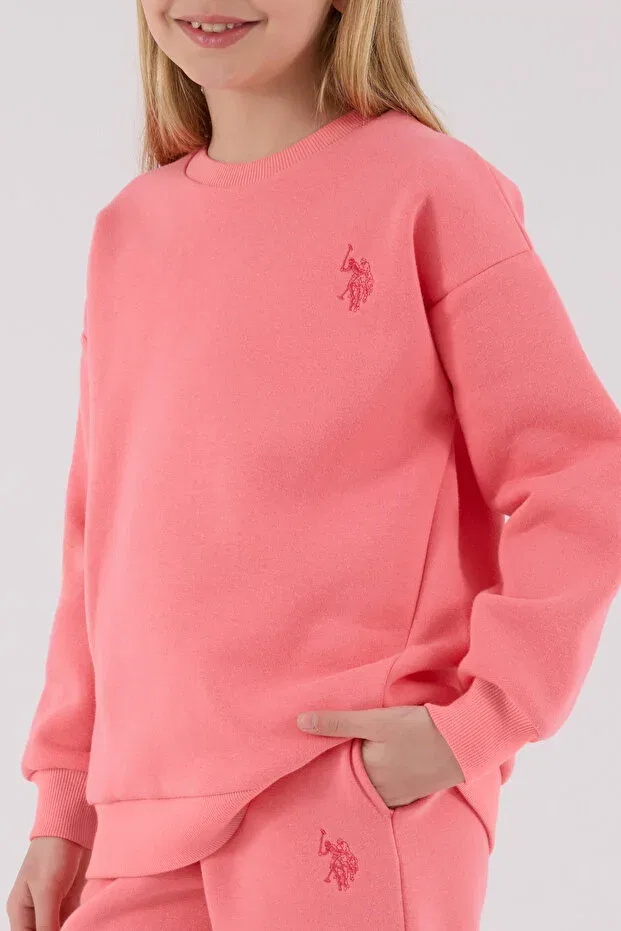 Детский спортивный костюм для девочек с вышивкой Licensed U.S. Polo Assn., Neon Pink — фото 4
