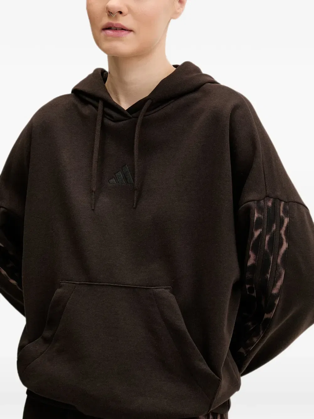 Худи с леопардовым принтом Adidas, коричневый — фото 4