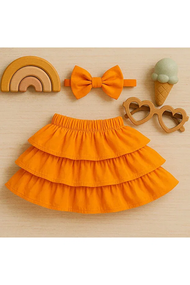Детский комплект для девочек с рюшами Mini Kids Baby, Orange