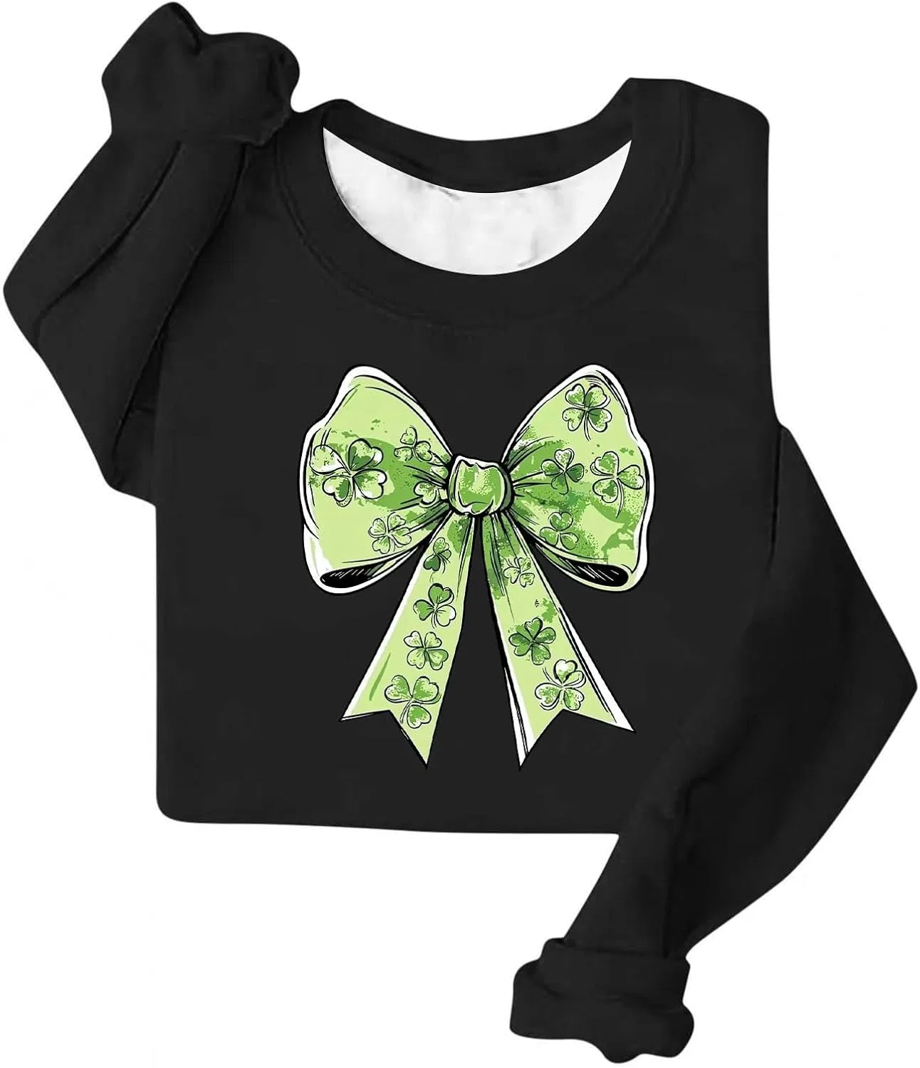 Женский свитшот с принтом Lucky Clover Print, чёрный — фото 4