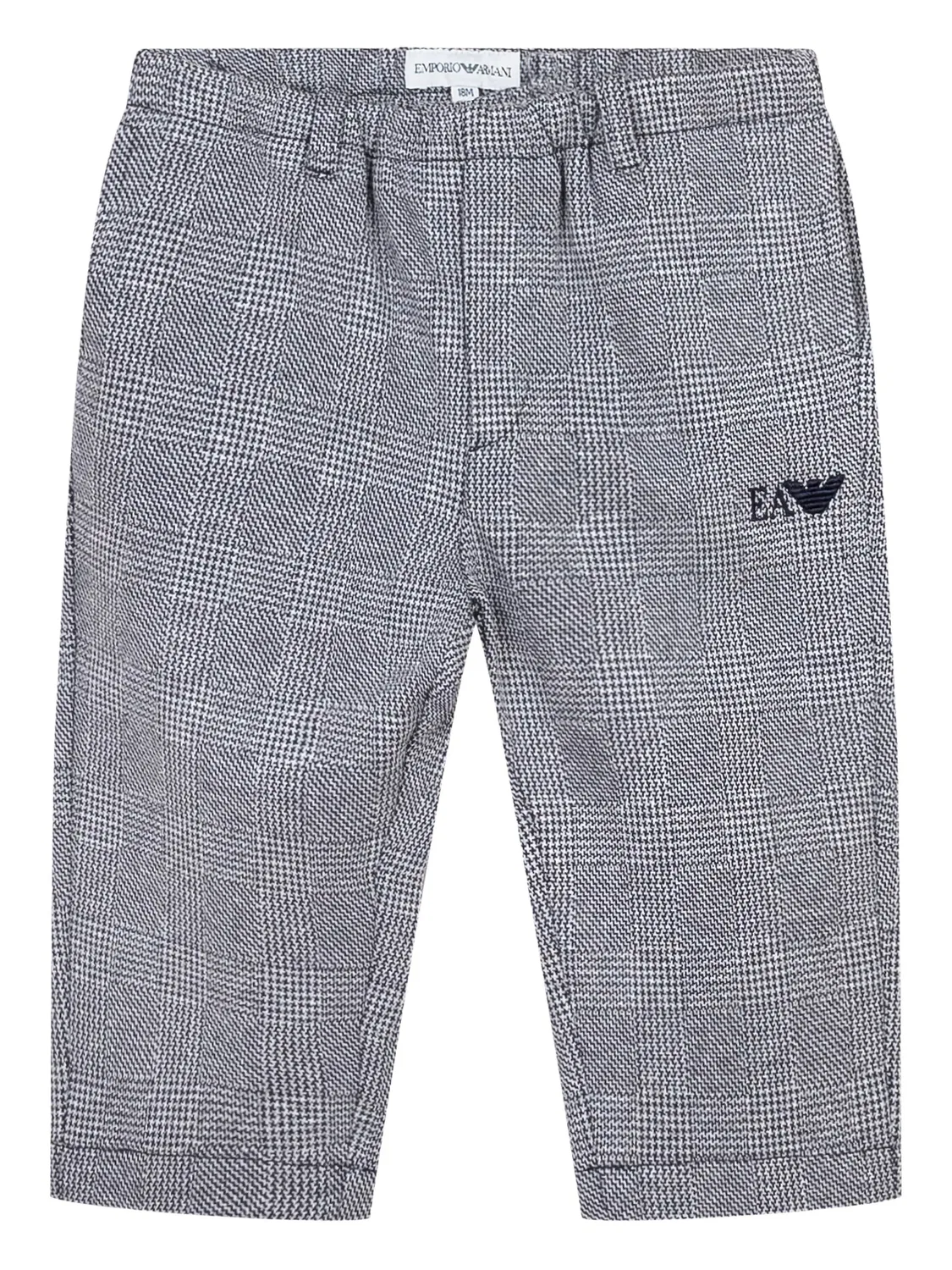 Брюки в клетку с вышивкой логотипа Emporio Armani, серый