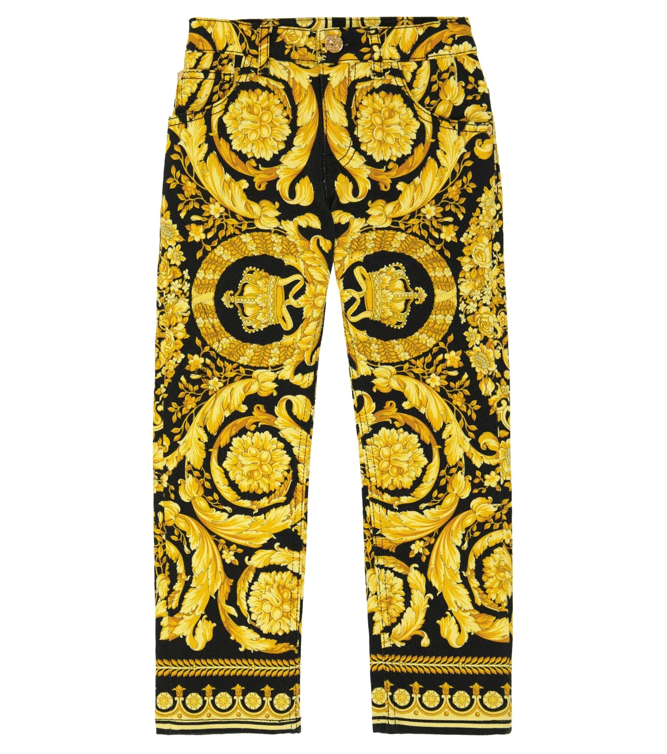 Джинсы с принтом Barocco Versace Kids, черный
