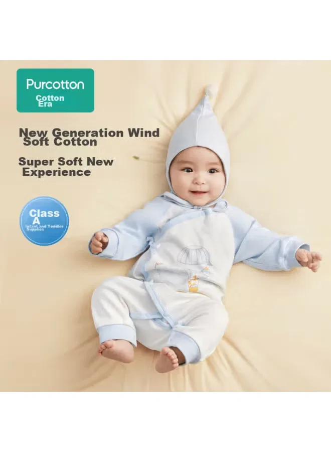 Боди-комбинезон антибактериальный из хлопка для новорожденных Purcotton, голубой
