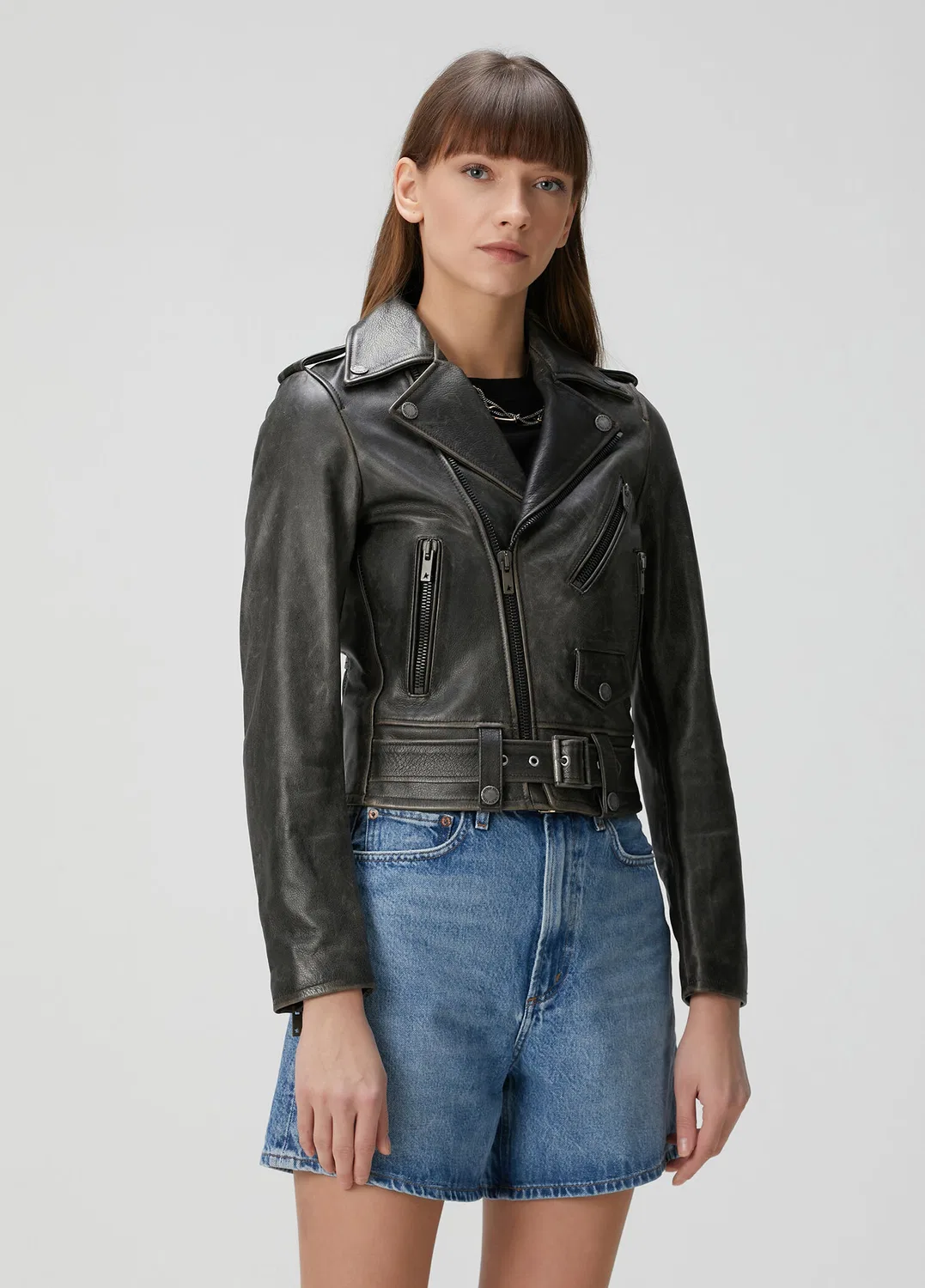 Куртка кожаная бiker Golden Goose, black — фото 3