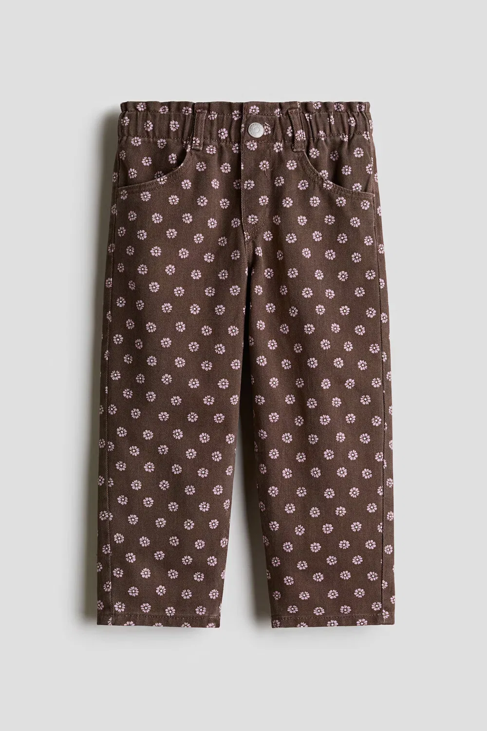 Свободные джинсы с бумажным пакетом H&M, Braun/Geblümt