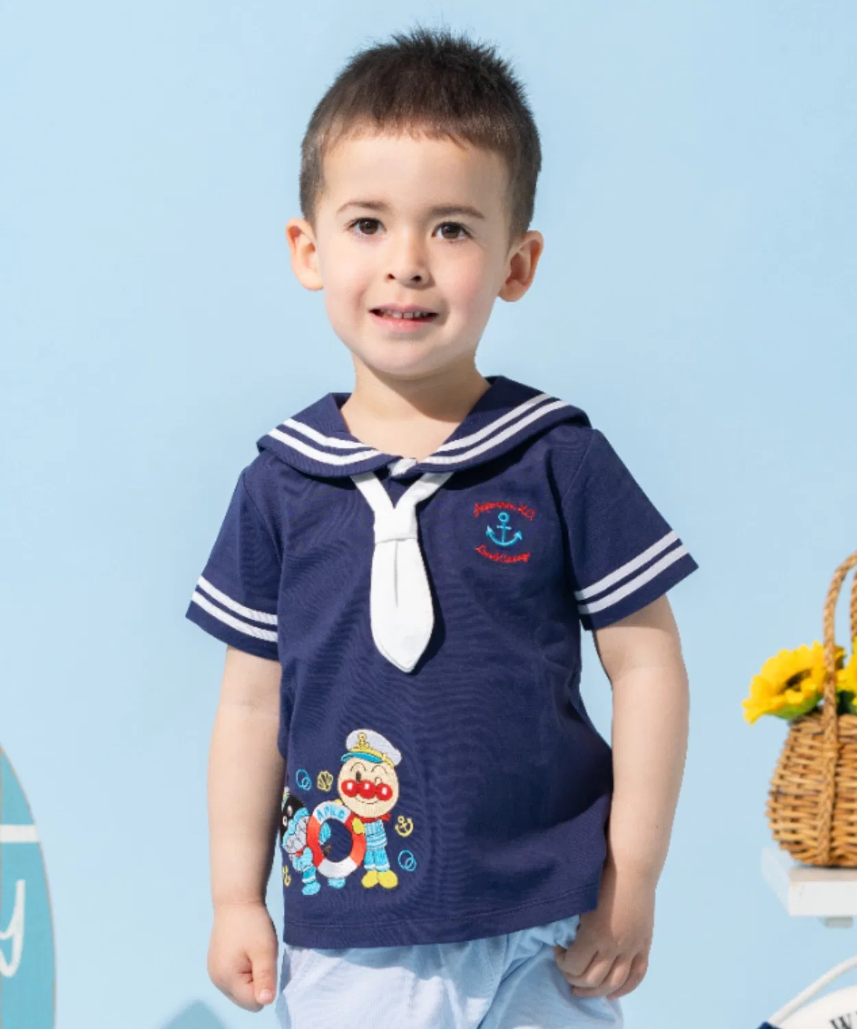 Детская футболка с принтом Sailor T-Shirt ANPANMAN KIDS COLLECTION, Navy